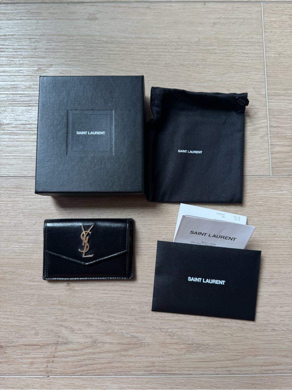 Yves Saint Laurent Black Wallet Card Holder - Gold And Black